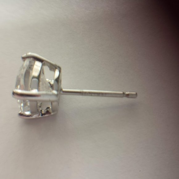 14k White Gold Stud Earrings Solid Gold 14k - Picture 6 of 15